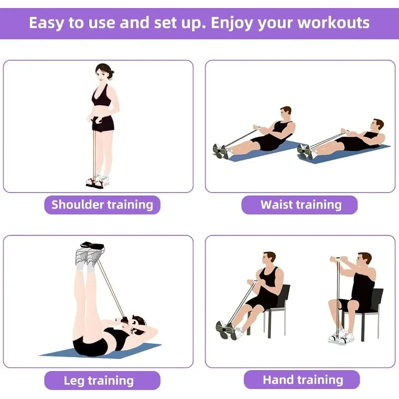 Tensor de Bandas de Resistencia 4 Niveles – Fitness en Casa para Abdomen, Yoga y Musculación