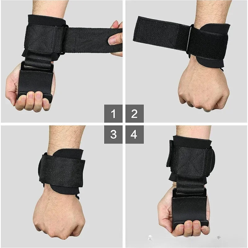 Ganchos para Levantamiento de Pesas – Correas Antideslizantes de Acero para Deadlift y Dominadas