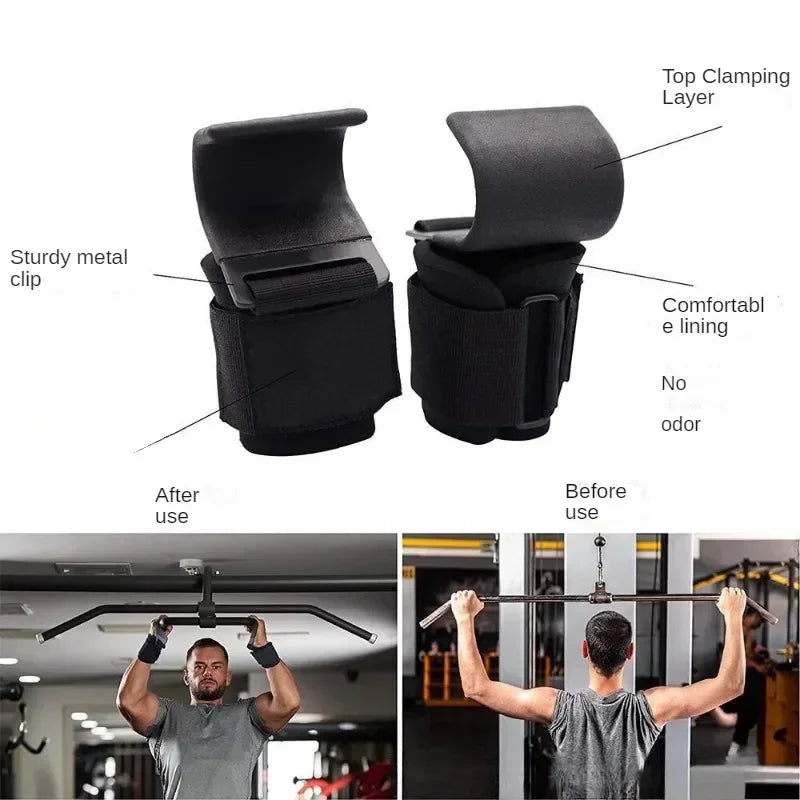 Ganchos para Levantamiento de Pesas – Correas Antideslizantes de Acero para Deadlift y Dominadas