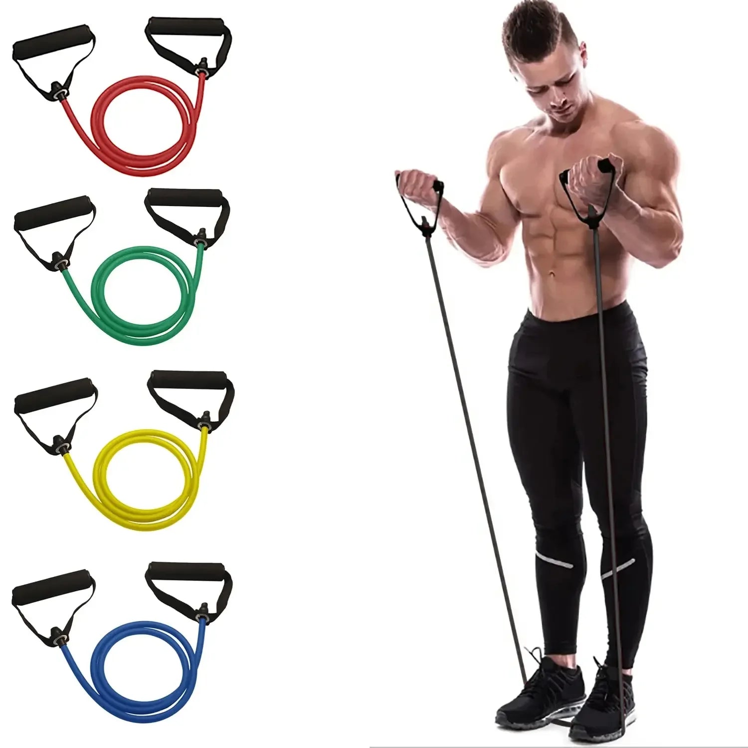 Bandas de Resistencia con Asas – Entrenamiento de Fuerza en Casa para Hombres y Mujeres