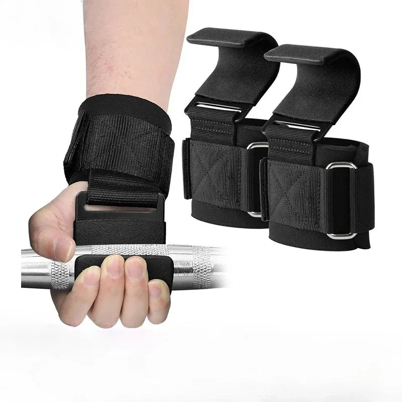 Ganchos para Levantamiento de Pesas – Correas Antideslizantes de Acero para Deadlift y Dominadas
