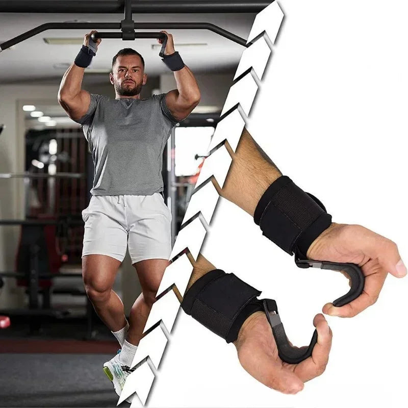 Ganchos para Levantamiento de Pesas – Correas Antideslizantes de Acero para Deadlift y Dominadas